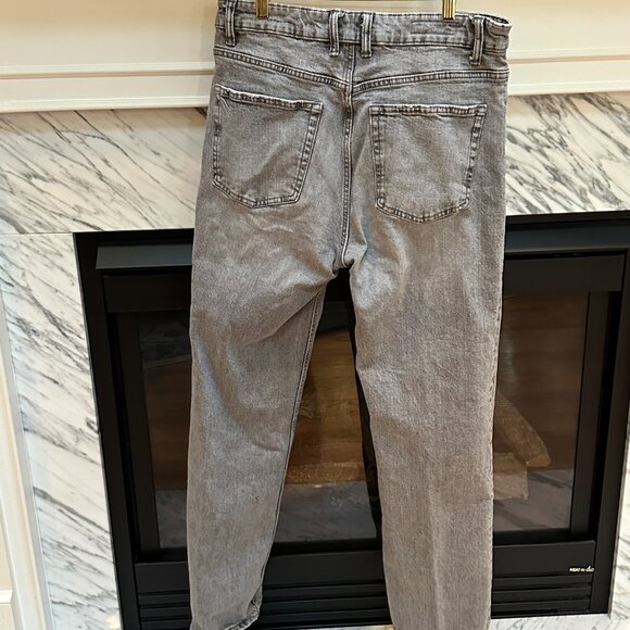 Zara Full Length TRF Mid Rise Wide Leg Jeans Gray - Picture 6 of 6